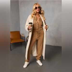 Chai Fall Fuzzy Knit High Rise Waist Tie Pants